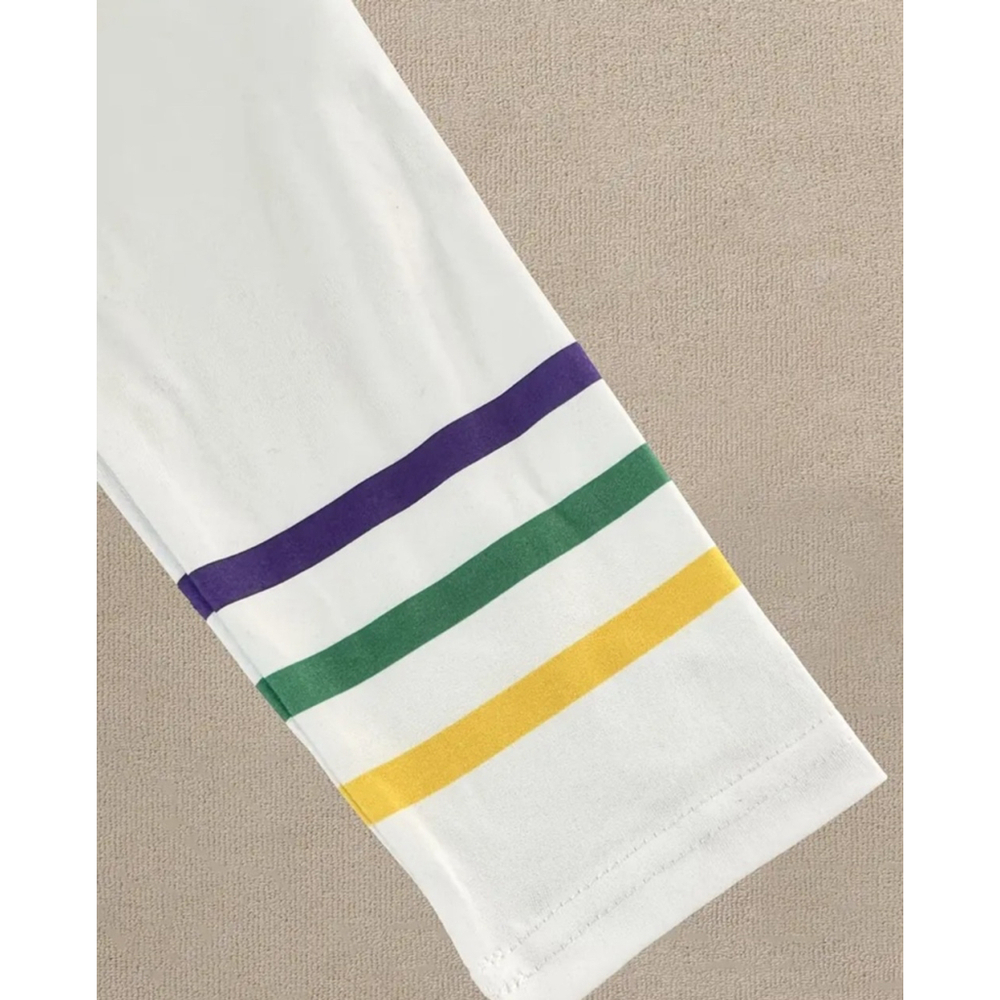 Mardi Gras Striped Long Sleeve Top and Pant Set - Picture 3 of 6
